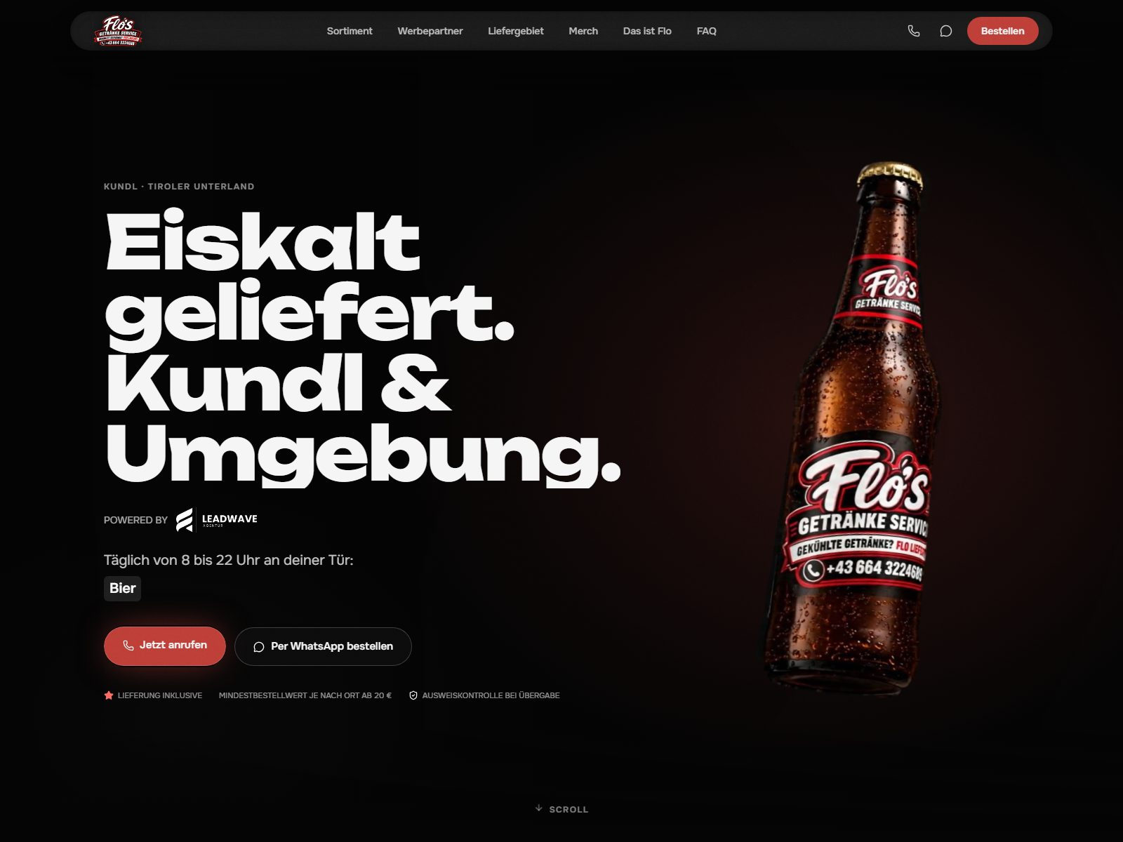 Flo's Getränke Service — Website-Screenshot